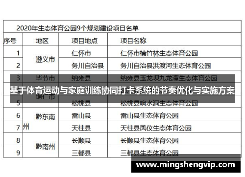 基于体育运动与家庭训练协同打卡系统的节奏优化与实施方案